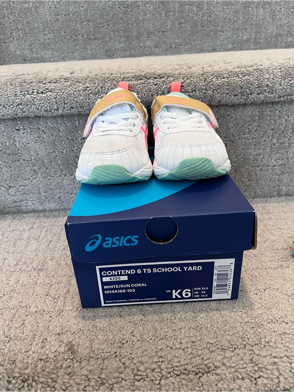 ASICS Kids White Pink Mint Athletic Sneakers